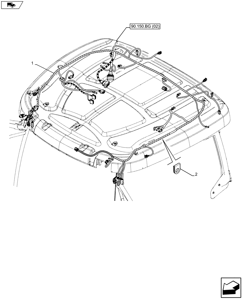 Схема запчастей Case IH MAXXUM 110 - (55.510.AH[02]) - VAR - 330571, 331515, 335789, 392500 - ROOF HARNESS (55) - ELECTRICAL SYSTEMS