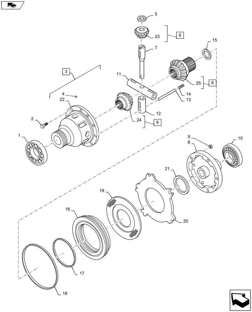 Схема запчастей Case IH MAXXUM 120 - (27.106.AO[03]) - VAR - 331333 - DIFFERENTIAL GEARS WITH HYDRAULIC LOCK (27) - REAR AXLE SYSTEM