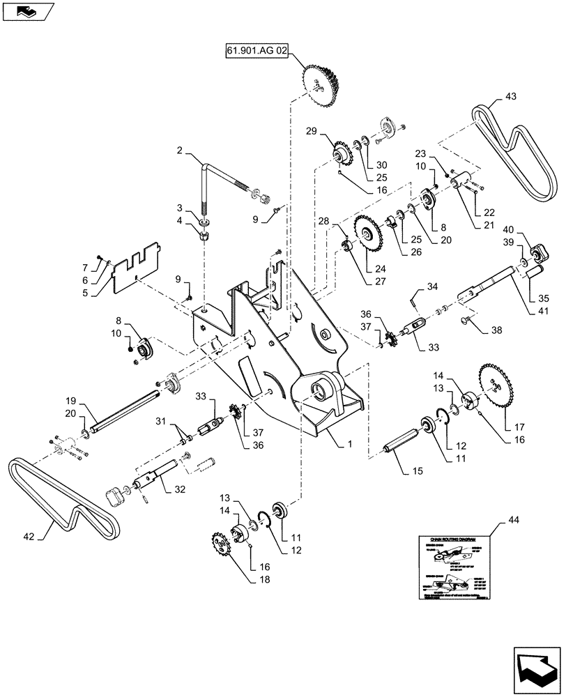 Схема запчастей Case IH 1215 - (61.901.AG[01]) - MECHANICAL DRIVE TRANSMISSION (61) - METERING SYSTEM