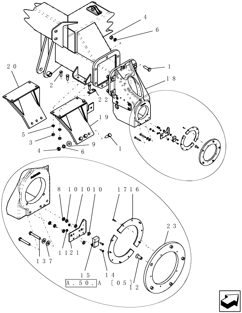 Схема запчастей Case IH ADX3380 - (D.13.B[02]) - RIGHT REAR AXLES (BSN CBJ0005318) D - Travel