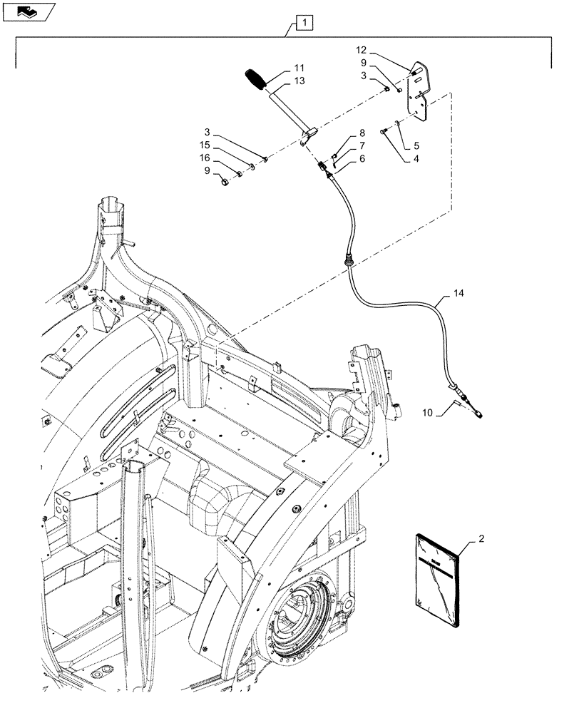 Схема запчастей Case IH MAXXUM 140 - (88.100.37[06]) - DIA KIT - AUTOMATIC PICK UP HITCH WITH SWINGING DRAWBAR - CONTROL LEVER (88) - ACCESSORIES