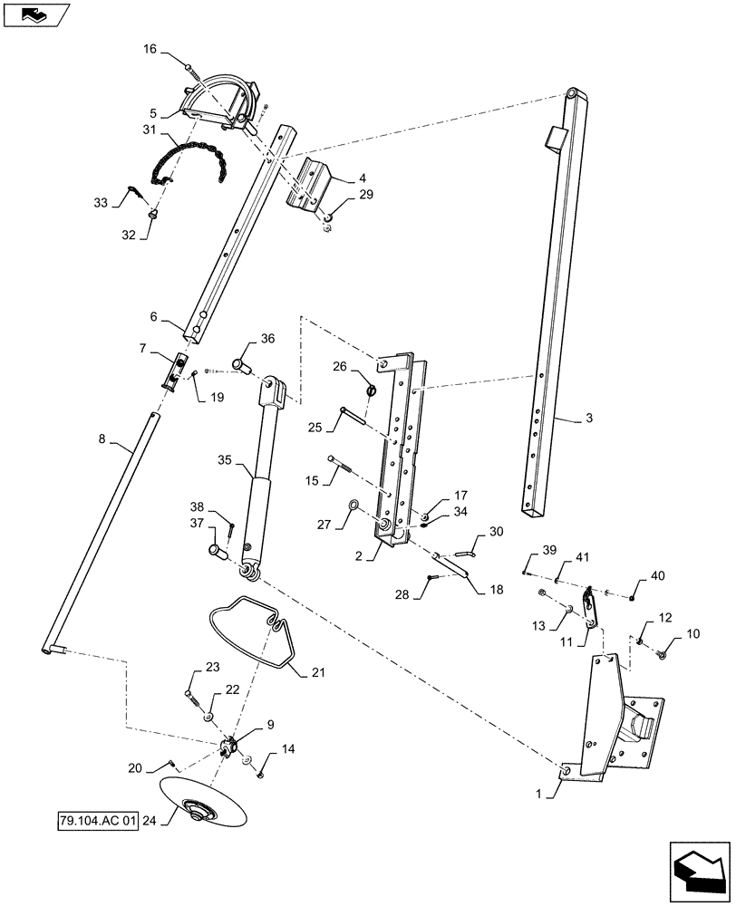 Схема запчастей Case IH 1215 - (79.104.AB[02]) - MARKER ASSEMBLY LEFT FOR 6 ROW 36", 38", 40" AND 8 ROW 30" (79) - PLANTING