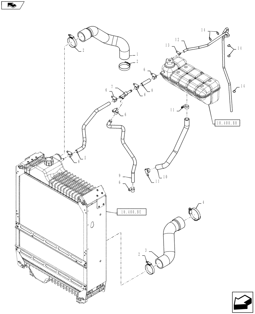 Схема запчастей Case IH MAXXUM 140 - (10.400.AY[02]) - COOLING - RADIATOR HOSES (10) - ENGINE