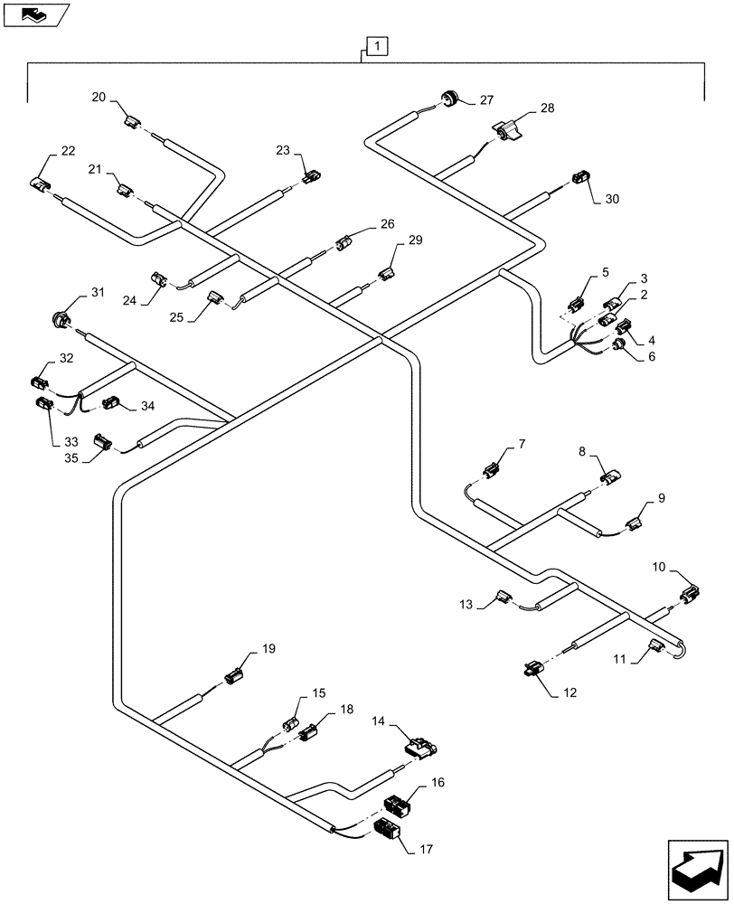 Схема запчастей Case IH 1235 - (55.100.AI[01]) - MAIN WIRE HARNESS (55) - ELECTRICAL SYSTEMS