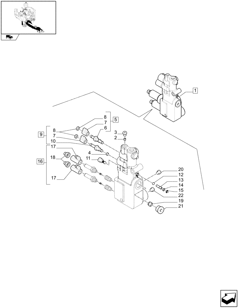 Схема запчастей Case IH MAXXUM 140 - (1.21.2/A) - SUSPENSION, CONTROL VALVE - BREAKDOWN (VAR. 330414 - 330427 - 430429 - 330430) (03) - TRANSMISSION