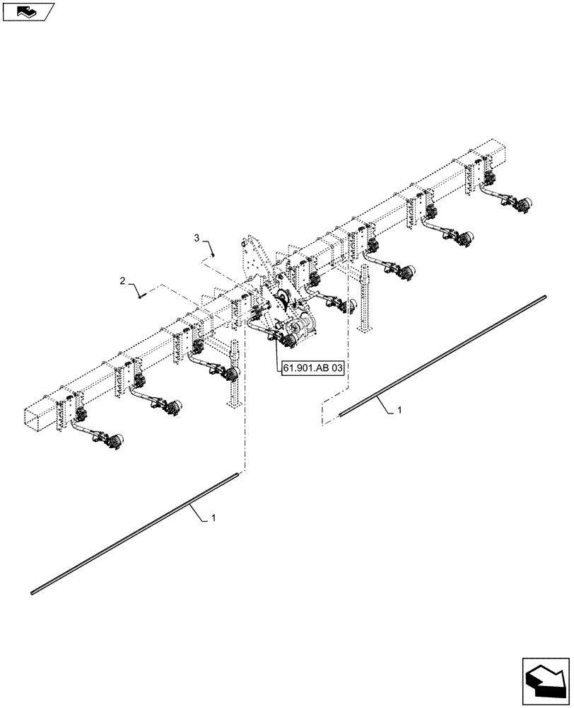 Схема запчастей Case IH 1225 EARLY RISER - (61.901.AF[08]) - METER DRIVE SHAFT WITH CABLE WITHOUT CLUTCH FOR 8 ROW (61) - METERING SYSTEM