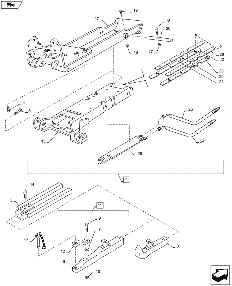 Схема запчастей Case IH MAXXUM 115 - (37.106.AA[06]) - VAR - 331945 - AUTOMATIC PICK UP HITCH WITH HYD PUSH BACK, WITH SWINGING DRAWBAR - FRAME AND TOW BAR (37) - HITCHES, DRAWBARS & IMPLEMENT COUPLINGS