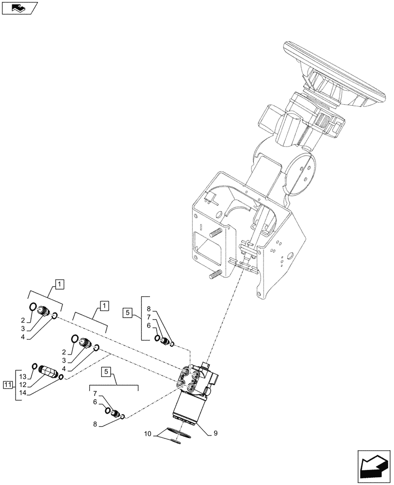 Схема запчастей Case IH MAXXUM 115 - (41.200.AF[01]) - HYDROSTATIC STEERING WITH CL.3 FRONT AXLE - STEERING MOTOR (41) - STEERING