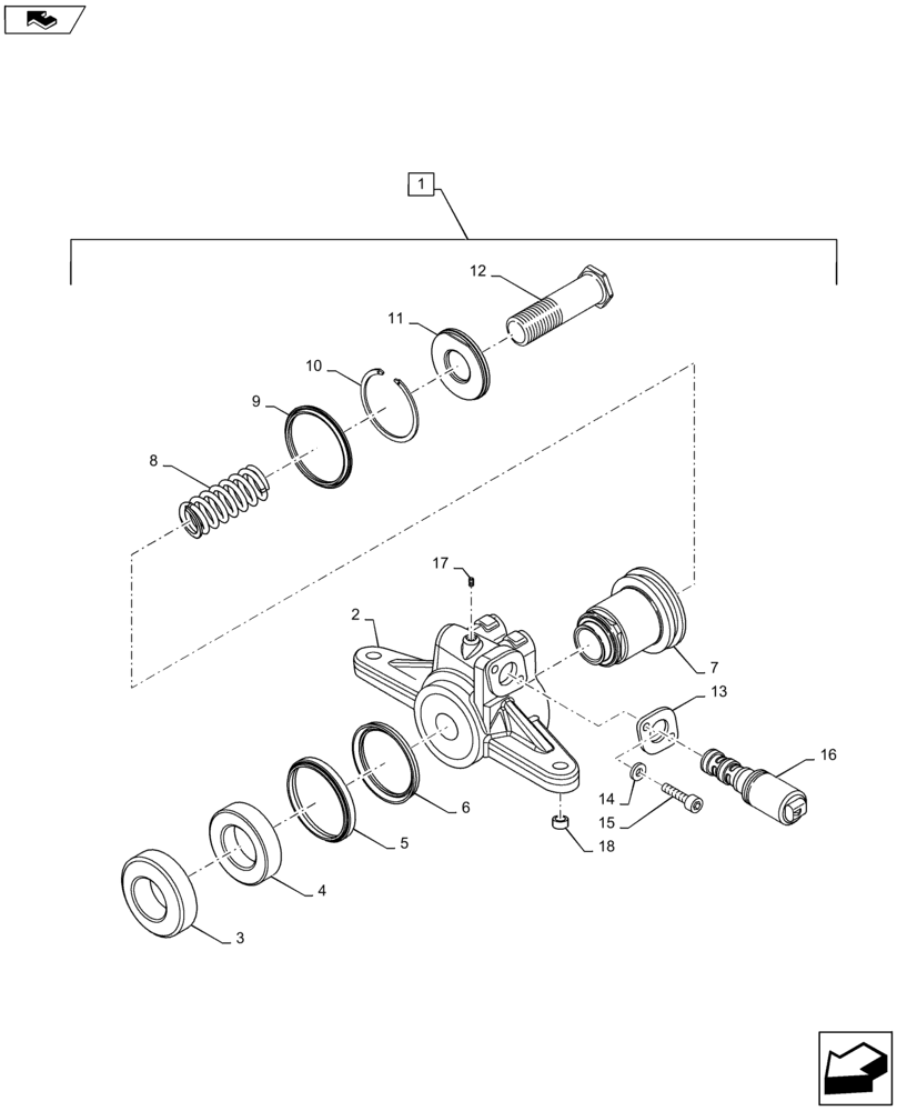 Схема запчастей Case IH MAXXUM 120 - (31.142.AA[02]) - VAR - 333648, 334648, 335648, 743700 - FRONT POWER TAKE-OFF - CYLINDER - BREAKDOWN (31) - IMPLEMENT POWER TAKE OFF