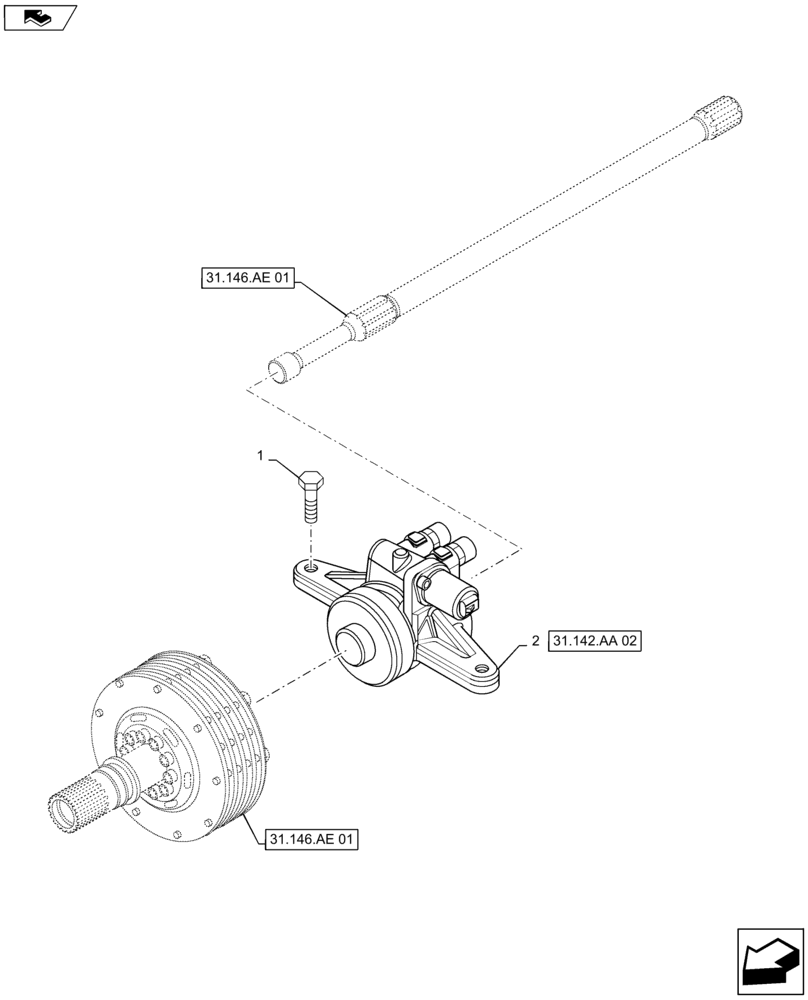 Схема запчастей Case IH MAXXUM 110 - (31.142.AA[01]) - VAR - 333648, 334648, 335648, 332647, 333647, 743700 - INTEGRATED FRONT HPL WITH PTO - CYLINDER (31) - IMPLEMENT POWER TAKE OFF