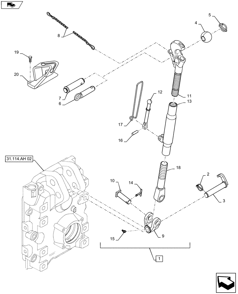 Схема запчастей Case IH MAXXUM 125 - (37.120.AA[01]) - TOOLING CONNECTION UNIT - TOP LINK - C7395 (37) - HITCHES, DRAWBARS & IMPLEMENT COUPLINGS