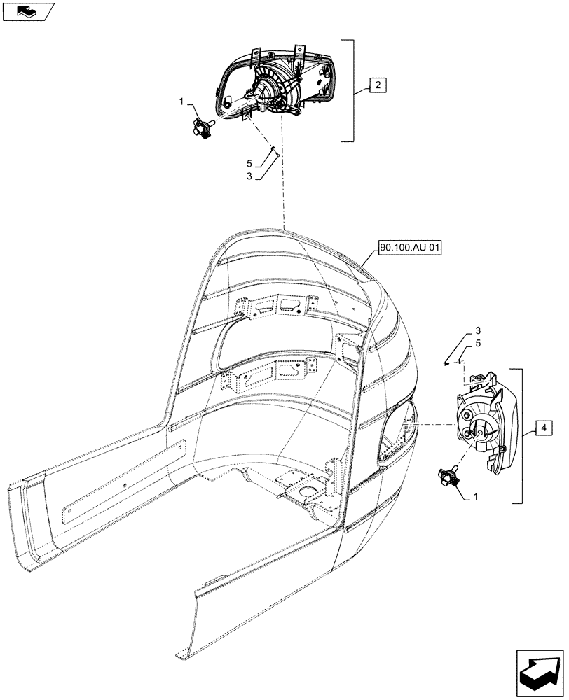 Схема запчастей Case IH 2240 - (55.404.AQ[01]) - HEADLIGHTS (55) - ELECTRICAL SYSTEMS