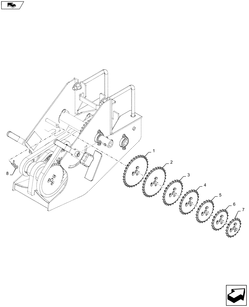 Схема запчастей Case IH 1215 - (61.901.AG[02]) - MECHANICAL TRANSMISSION SPROCKETS (61) - METERING SYSTEM