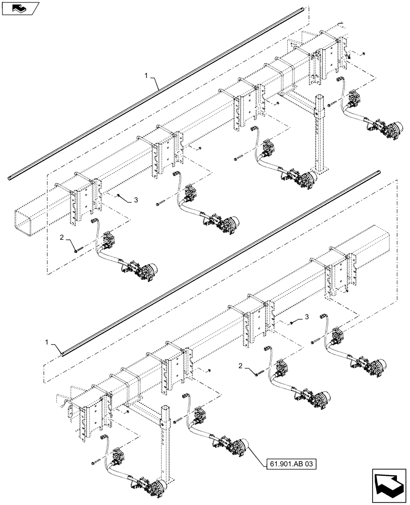 Схема запчастей Case IH 1215 - (61.901.AF[08]) - METER DRIVE SHAFT WITH CABLE WITHOUT CLUTCH FOR 8 ROW 36", 38" 40 (61) - METERING SYSTEM