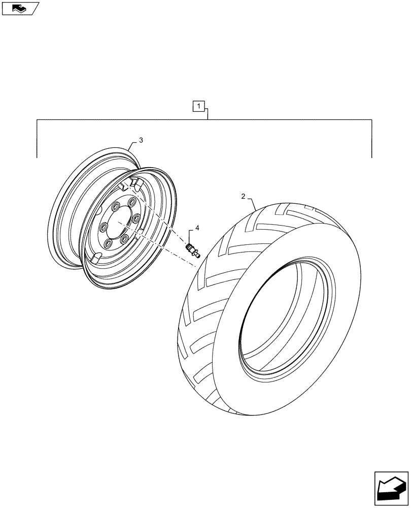 Схема запчастей Case IH 1215 - (44.530.AB[01]) - CARRIER WHEEL/TIRE (44) - WHEELS