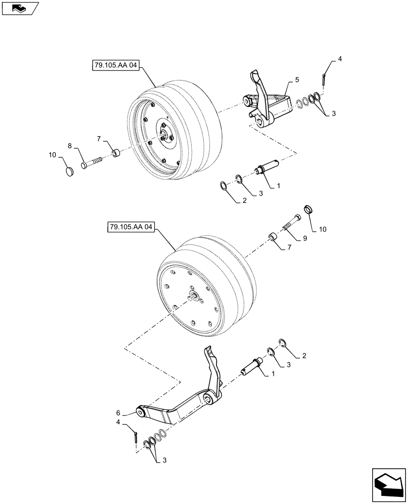 Схема запчастей Case IH 1235 - (79.105.AA[05]) - DUAL GAUGE WHEEL (79) - PLANTING