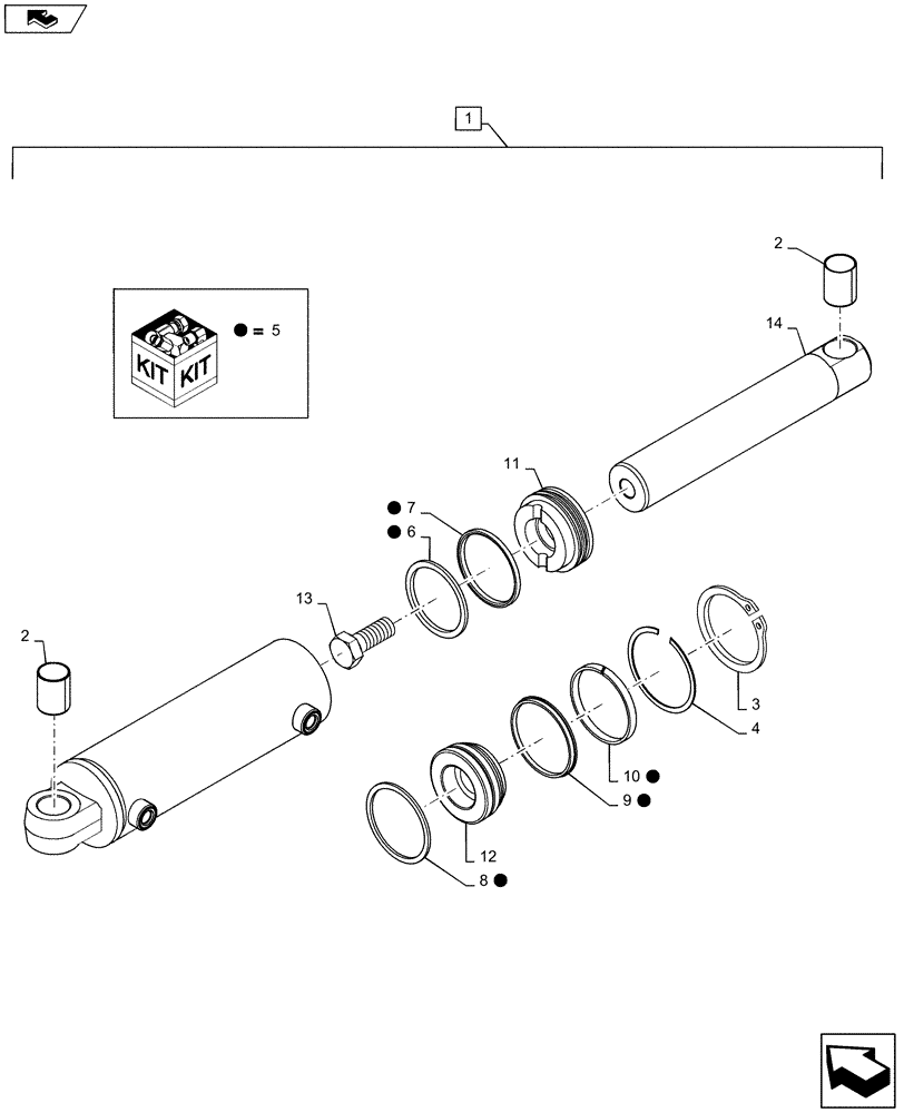 Схема запчастей Case IH MAGNUM 2654 - (35.116.AH[02]) - CYLINDER ASSY, HITCH, 105MM (35) - HYDRAULIC SYSTEMS