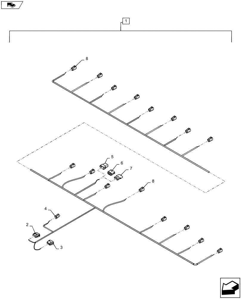 Схема запчастей Case IH 1245 - (55.516.AD[07]) - SEED SENSOR WIRE HARNESS FOR 16/30 (55) - ELECTRICAL SYSTEMS