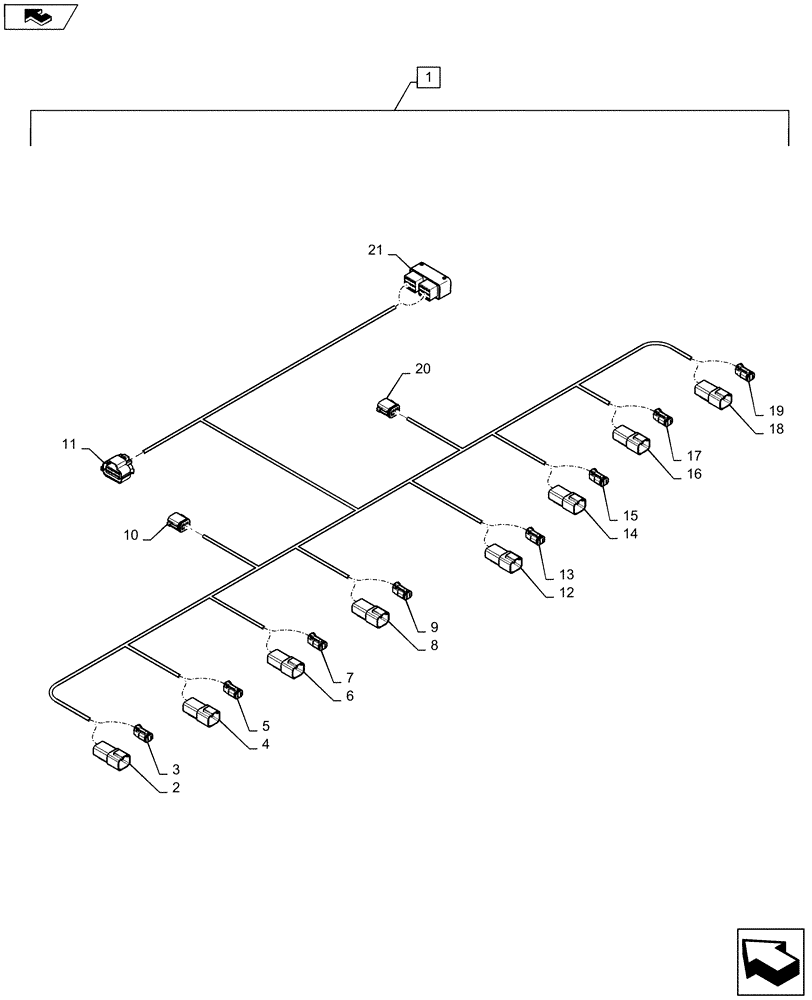 Схема запчастей Case IH 1215 - (55.516.AE[03]) - HARNESS CABLE DRIVE ROW UNIT ELECTRIC CLUTCH FOR 8 ROW 30" (55) - ELECTRICAL SYSTEMS