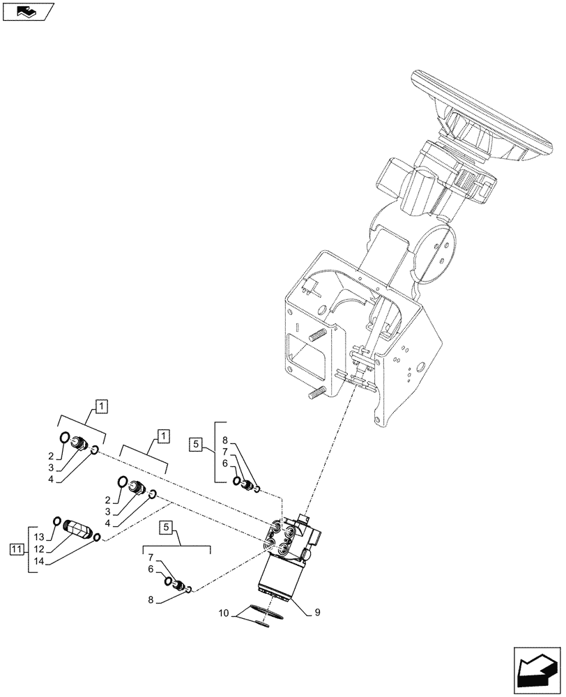 Схема запчастей Case IH MAXXUM 140 - (41.200.AF[02]) - HYDROSTATIC STEERING WITH CL.4 FRONT AXLE - STEERING MOTOR (41) - STEERING