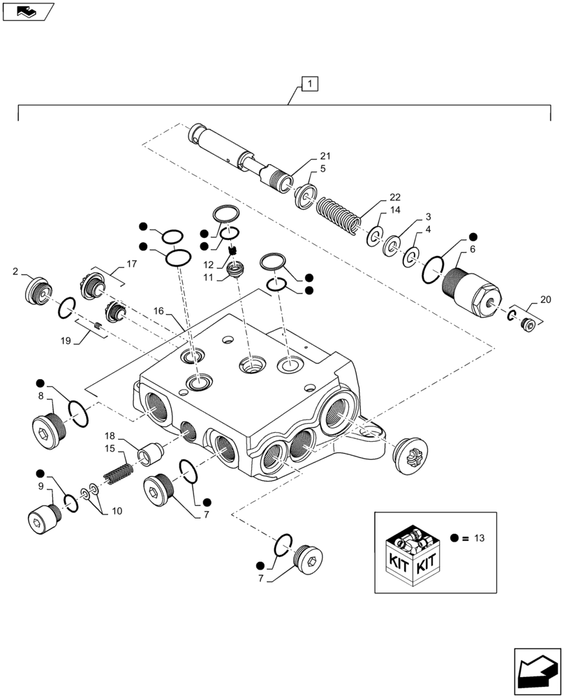 Схема запчастей Case IH MAXXUM 110 - (35.204.BE[19]) - REMOTE VALVE - CONNECTION PLATE - BREAKDOWN (35) - HYDRAULIC SYSTEMS