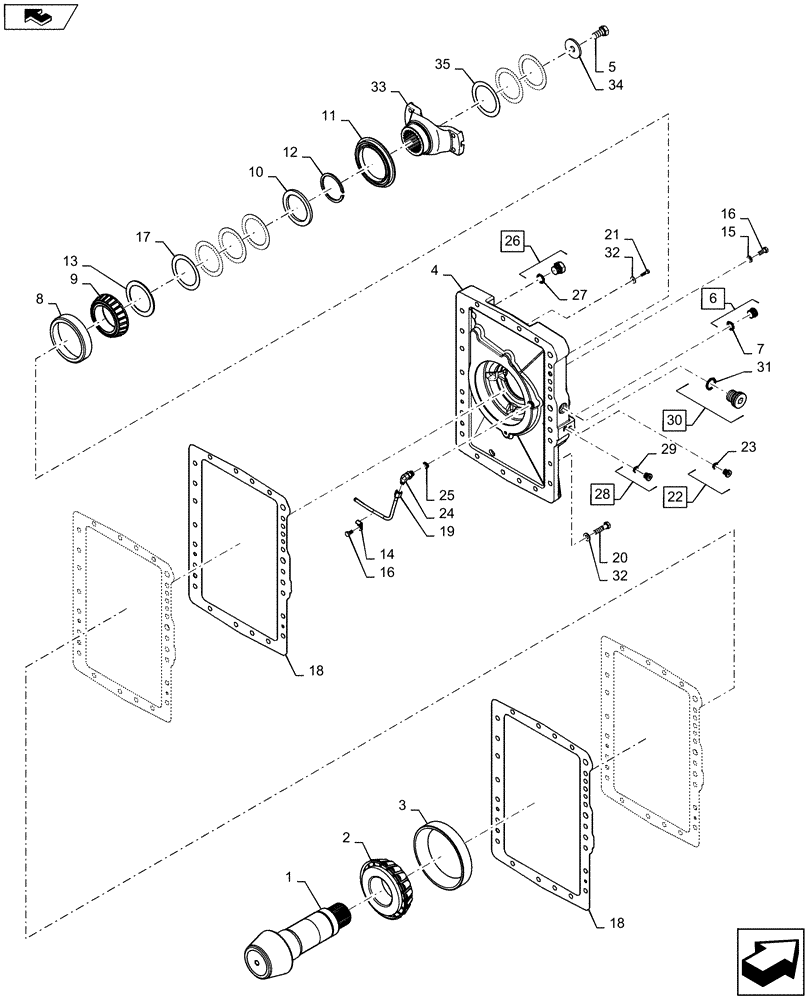 Схема запчастей Case IH STEIGER 485 - (06-64) - 450 SERIES AXLE ASSEMBLY - REAR COVER (06) - POWER TRAIN