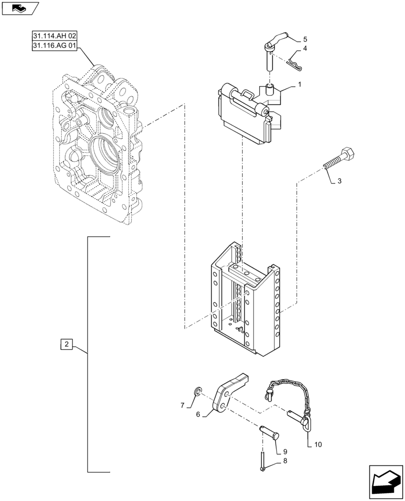 Схема запчастей Case IH MAXXUM 110 - (37.100.AF[02]) - VAR - 330940 - SLIDER TOW HOOK WITH SWIVEL COUPLING AND PITON - FRANCE (37) - HITCHES, DRAWBARS & IMPLEMENT COUPLINGS