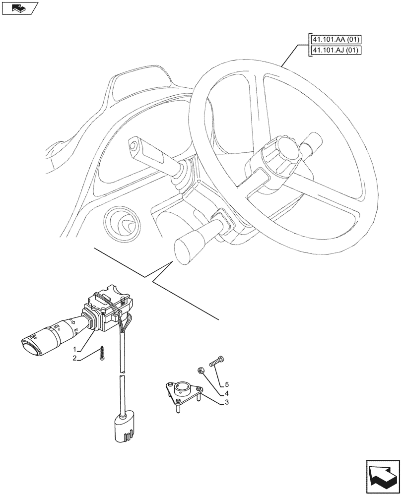 Схема запчастей Case IH MAXXUM 130 - (55.405.BP[02]) - VAR - 330930 - TURN SIGNAL INDICATOR, SWITCH (55) - ELECTRICAL SYSTEMS