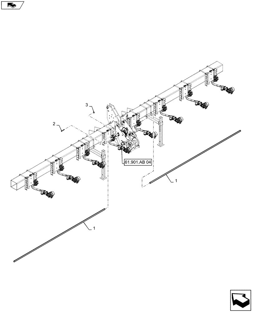 Схема запчастей Case IH 1215 - (61.901.AF[09]) - METER DRIVE SHAFT WITH CABLE WITH CLUTCH FOR 6 ROW 30" (61) - METERING SYSTEM