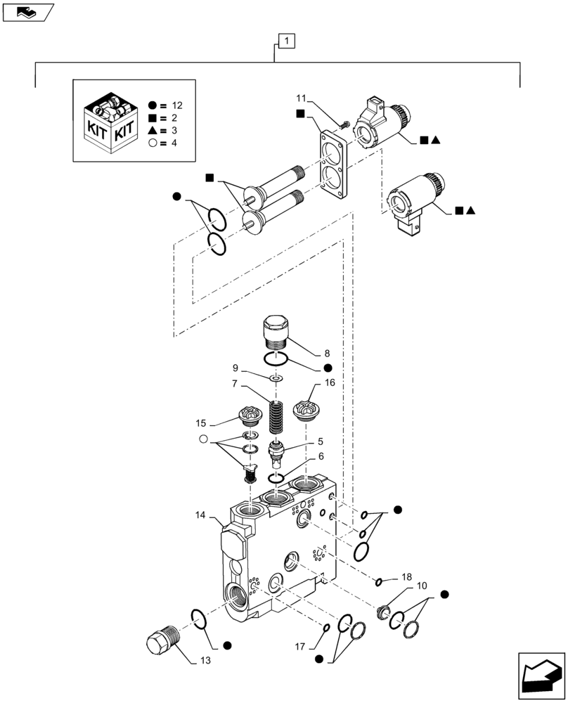 Схема запчастей Case IH MAXXUM 110 - (35.204.BE[26]) - ELECTRONIC DRAFT CONTROL - VALVE SECTION - BREAKDOWN (35) - HYDRAULIC SYSTEMS