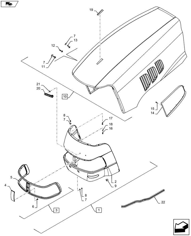 Схема запчастей Case IH MAXXUM 140 - (90.100.AU) - VAR - 330515, 330520, 743816, 331515, 331520, 743729 + STD - ENGINE HOOD PANEL (90) - PLATFORM, CAB, BODYWORK AND DECALS