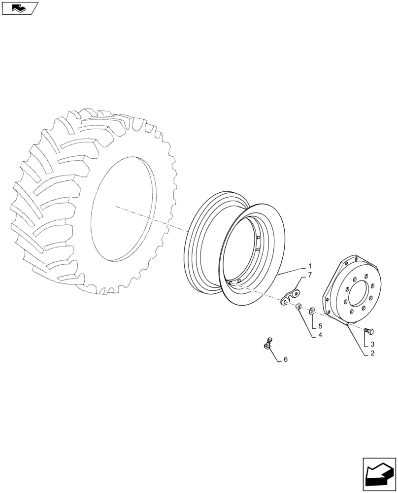 Схема запчастей Case IH MAXXUM 120 - (44.511.AG[01]) - VAR - 8235904, 8235901, 8236401,8236904, 8240402, 8240404, 8840402 - FRONT WHEELS (44) - WHEELS