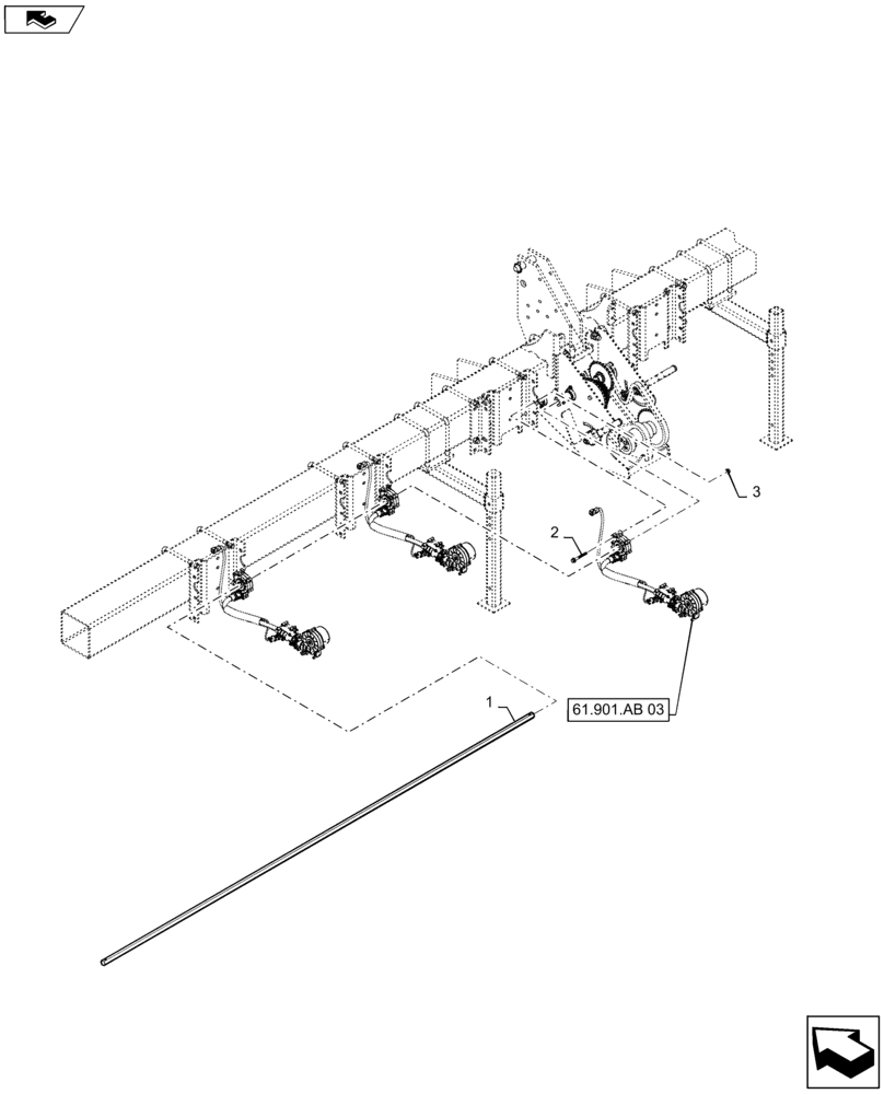 Схема запчастей Case IH 1215 - (61.901.AF[06]) - METER DRIVE SHAFT WITH CABLE WITHOUT CLUTCH FOR 6 ROW 36, 38", 40 (61) - METERING SYSTEM