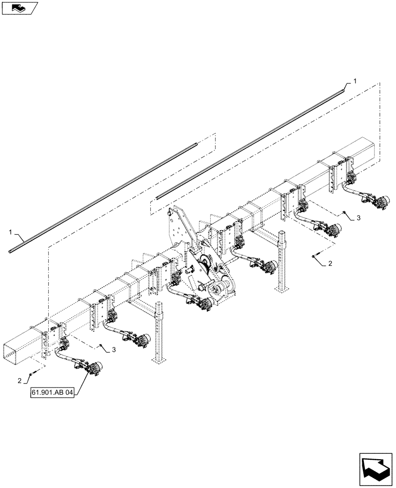 Схема запчастей Case IH 1215 - (61.901.AF[10]) - METER DRIVE SHAFT WITH CABLE WITH CLUTCH FOR 6 ROW 36, 38, 40" (61) - METERING SYSTEM