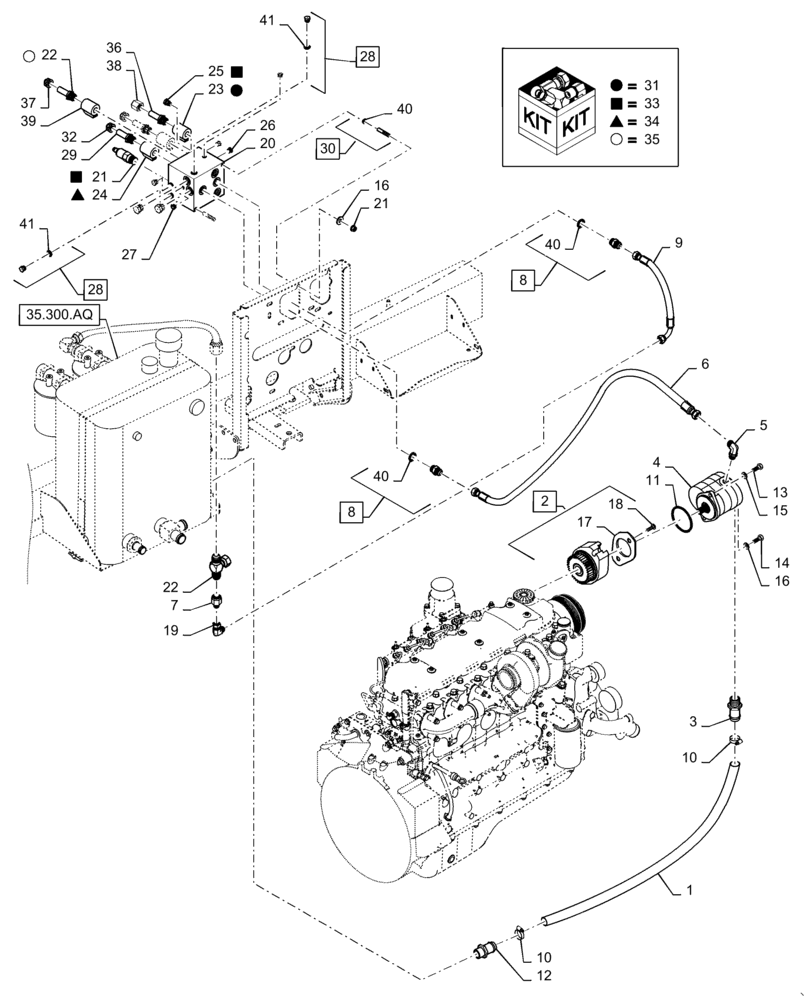 Схема запчастей Case IH WD2303 - (35.220.AA) - AUXILIARY DRIVE, CROP MERGER (35) - HYDRAULIC SYSTEMS