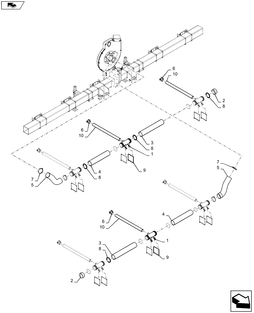 Схема запчастей Case IH 1215 - (79.103.AA[04]) - VACUUM DELIVERY HOSES FOR 6 ROW 40 INCH (79) - PLANTING