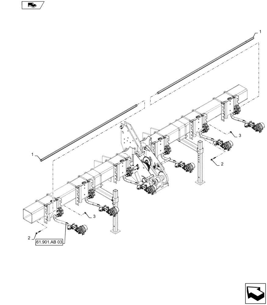 Схема запчастей Case IH 1215 - (61.901.AF[05]) - METER DRIVE SHAFT WITH CABLE WITHOUT CLUTCH FOR 6 ROW 30" (61) - METERING SYSTEM