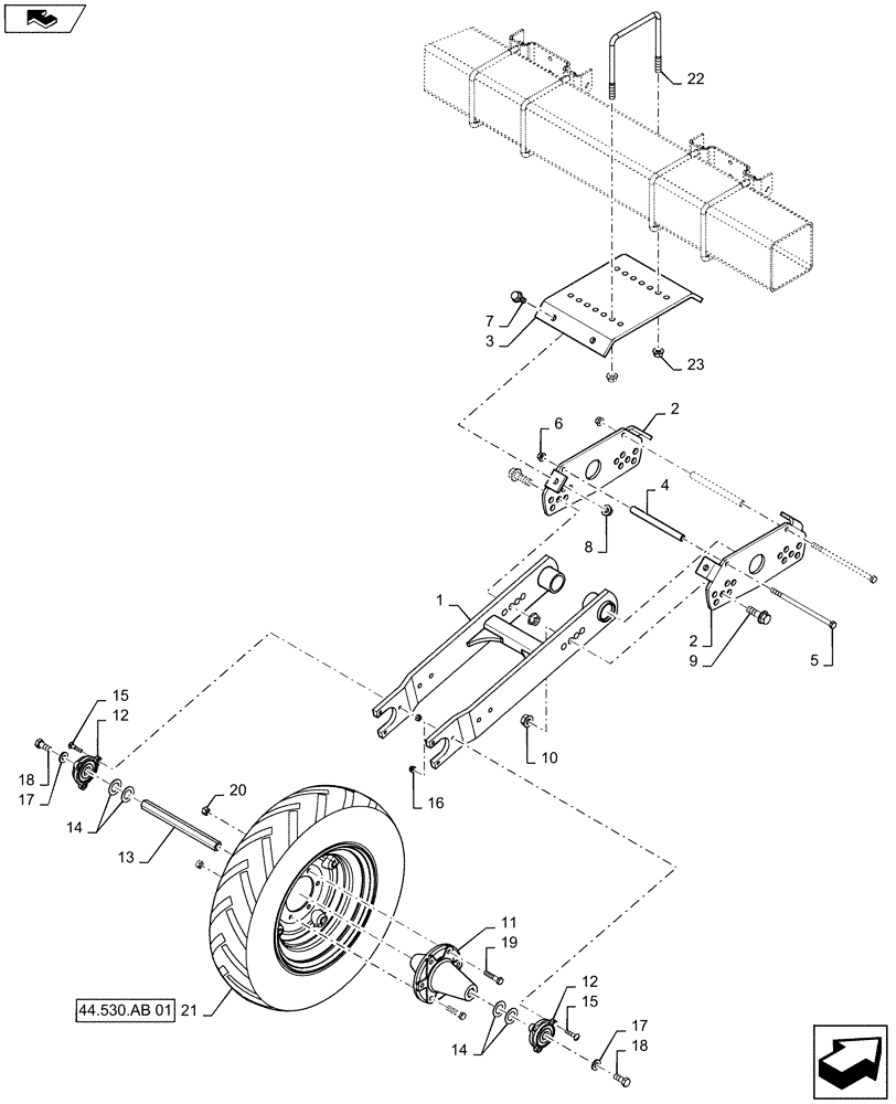 Схема запчастей Case IH 1215 - (44.530.AC[01]) - CARRIER WHEEL MOUNTING (44) - WHEELS