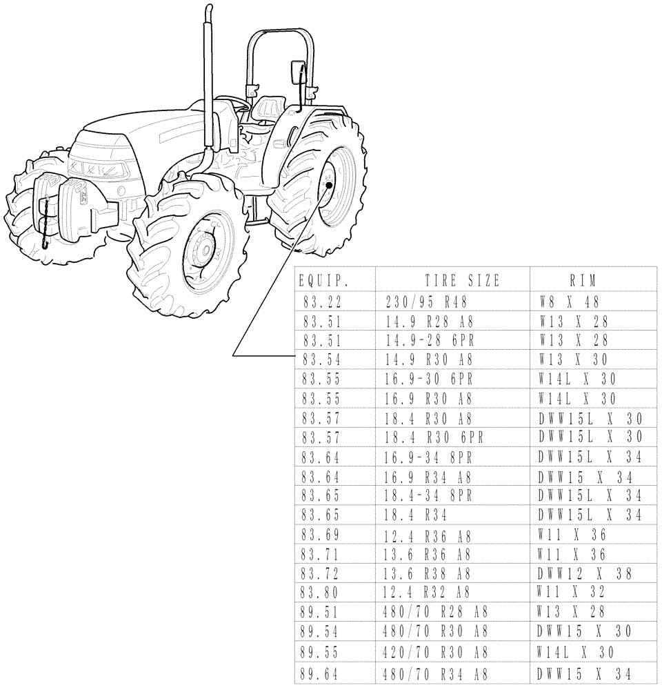 Схема запчастей Case IH JX95 - (80.00 SEC. 11[02]) - TRACTION (11) - WHEELS/TRACKS