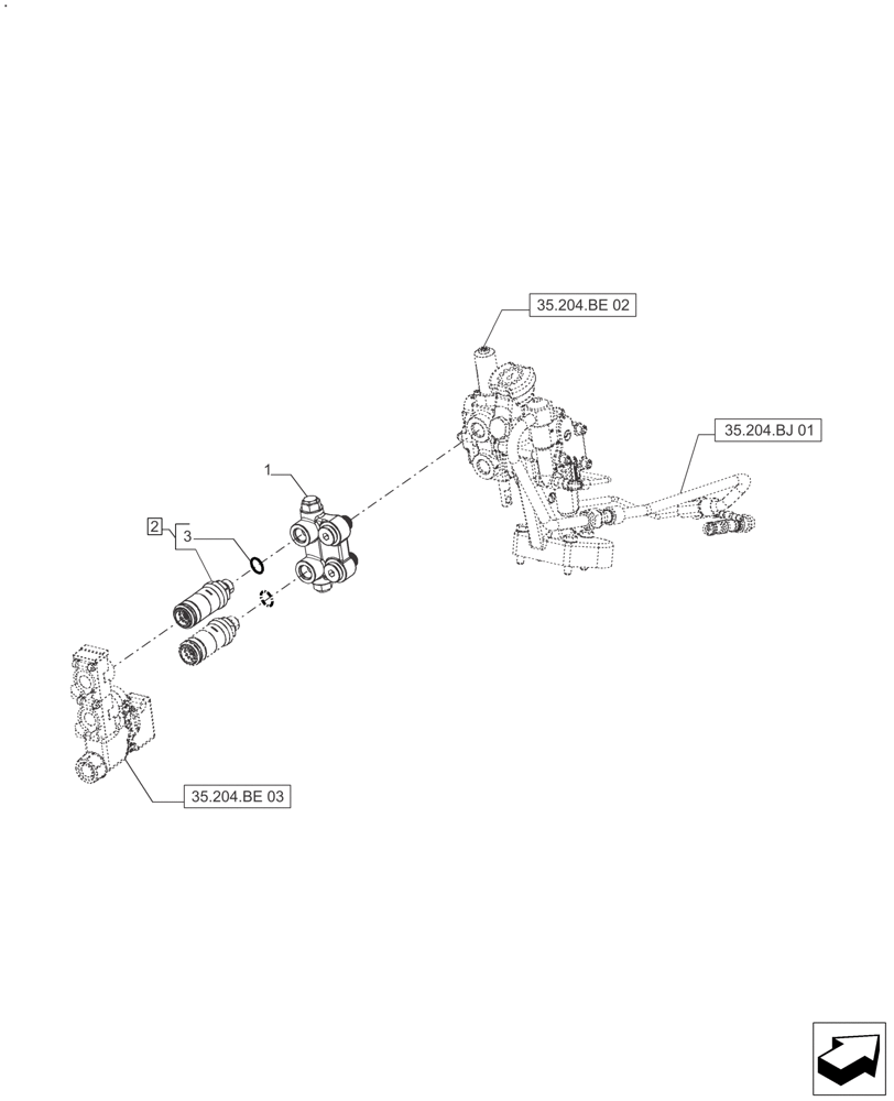 Схема запчастей Case IH FARMALL 140A - (35.204.BE[04]) - REMOTE CONTROL VALVE (1 VALVE) - AFTER SN: CF01573M (35) - HYDRAULIC SYSTEMS