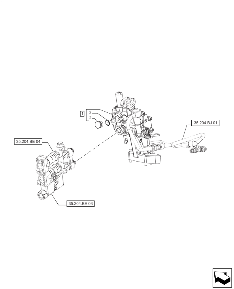 Схема запчастей Case IH FARMALL 125A - (35.204.BE[02]) - REMOTE CONTROL VALVE (1 VALVE) - AFTER SN: CF01573M (35) - HYDRAULIC SYSTEMS