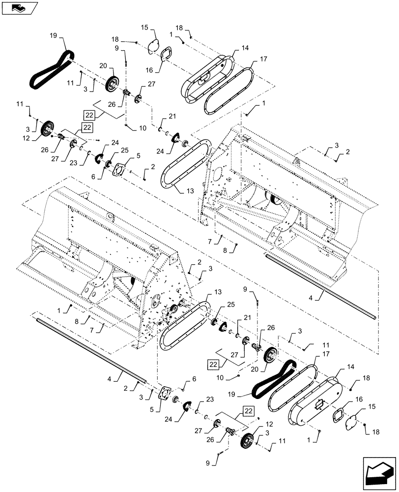 Схема запчастей Case IH 4208-30 - (58.100.AH[01]) - DRIVE, HEADER ASSY, FRONT (58) - ATTACHMENTS/HEADERS