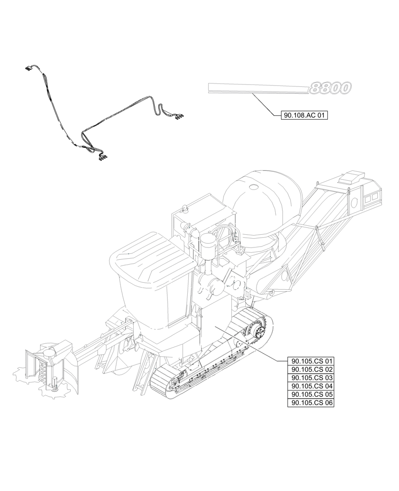Схема запчастей Case IH A8800 - (90.000.00[04]) - PICTORIAL INDEX - PLATFORM, CAB, BODYWORK AND DECALS (90) - PLATFORM, CAB, BODYWORK AND DECALS