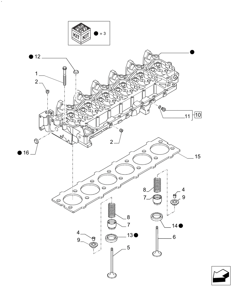 Схема запчастей Case IH FARMALL 120A - (10.101.AA[02]) - CYLINDER HEAD 6 CYL. (10) - ENGINE