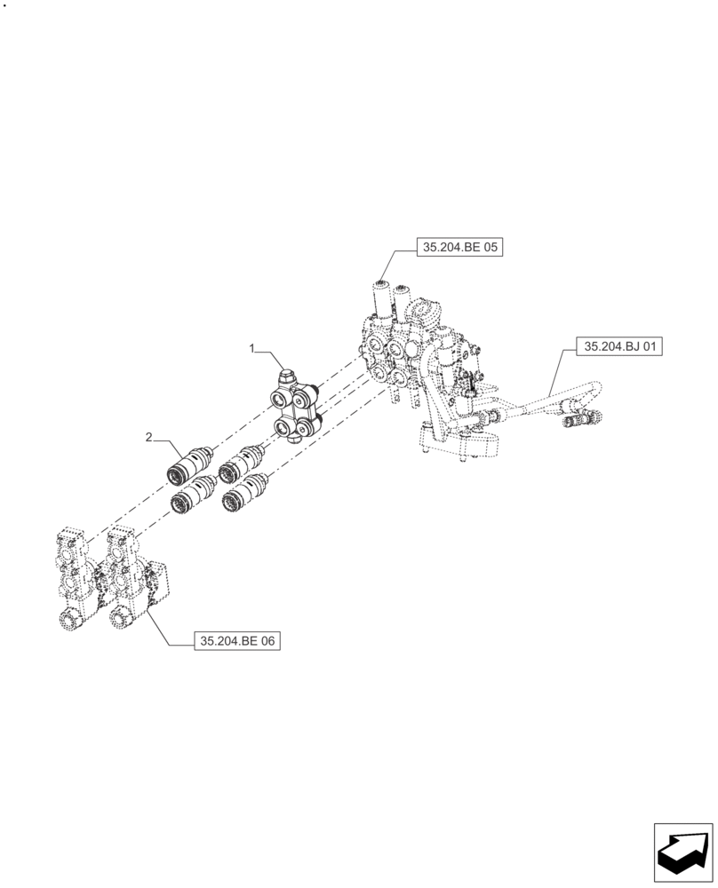 Схема запчастей Case IH FARMALL 140A - (35.204.BE[07]) - REMOTE CONTROL VALVE (2 VALVES) - AFTER SN: CF01578M (35) - HYDRAULIC SYSTEMS