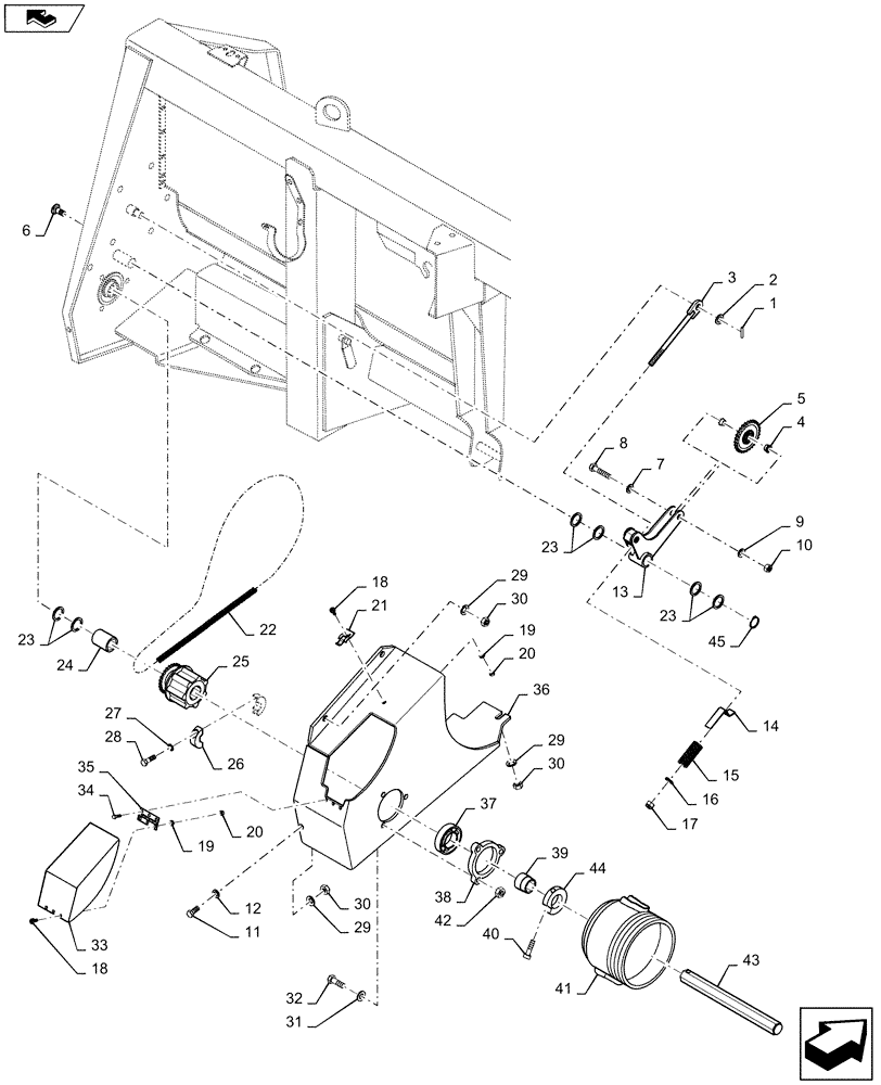 Схема запчастей Case IH 4206-30 - (58.100.AH[03]) - DRIVE, HEADER ASSY, REAR, LH (58) - ATTACHMENTS/HEADERS