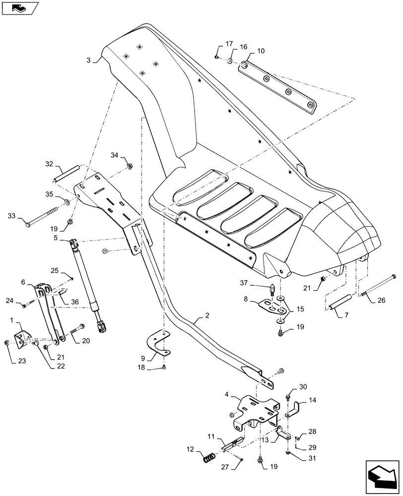 Схема запчастей Case IH 4208-30 - (58.228.AG[01]) - HOOD, AUGER, ASSY, LH OUTER (58) - ATTACHMENTS/HEADERS