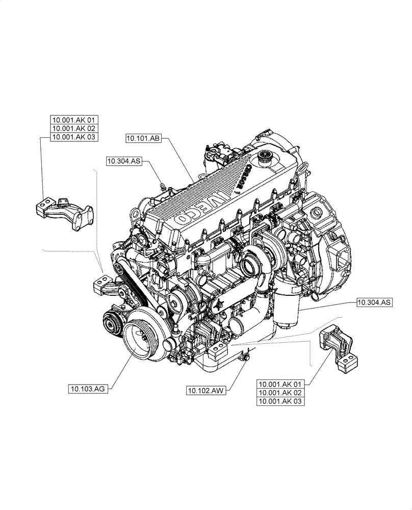 Схема запчастей Case IH A8800 - (10.000.00[03]) - PICTORIAL INDEX - ENGINE (10) - ENGINE