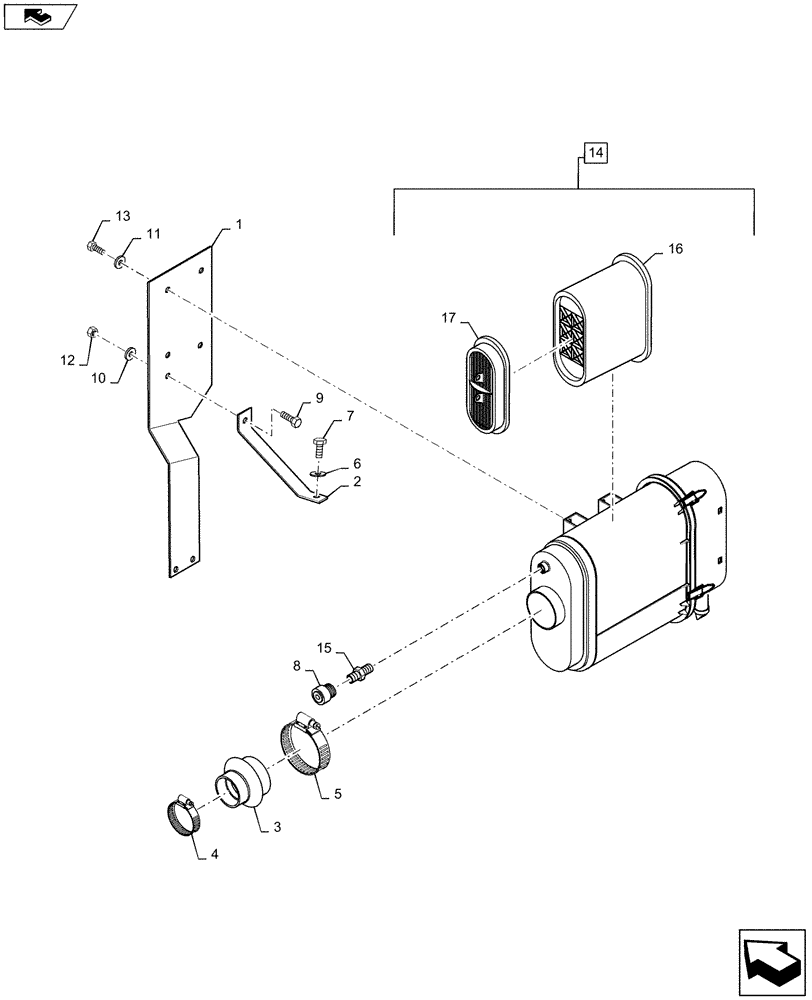 Схема запчастей Case IH P70 - (10.202.01[01]) - AIR CLEANER AND MOUNTING - P70 (10) - ENGINE