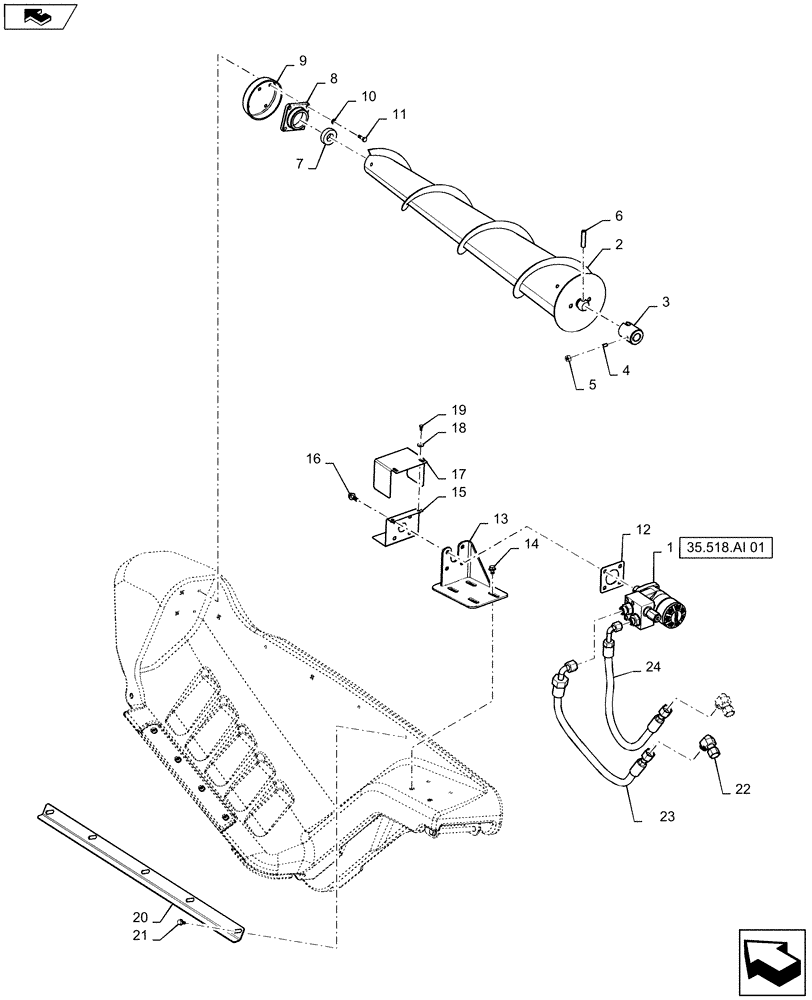 Схема запчастей Case IH 4206-30 - (58.228.AG[03]) - HOOD, AUGER ASSY, RH DIVIDER (58) - ATTACHMENTS/HEADERS